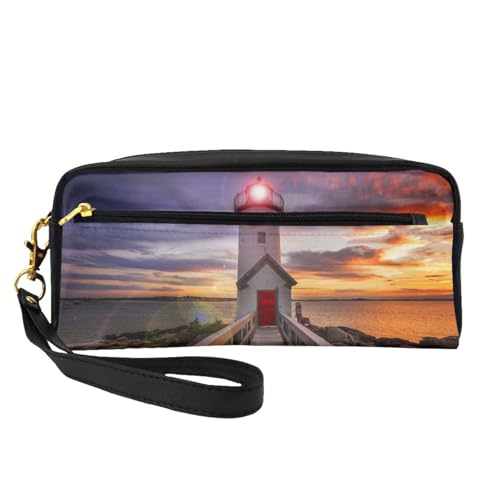 WSHFFILO Leuchtturm bedrucktes Federmäppchen, kleine Make-up-Tasche, tragbare Schreibwaren-Tasche von WSHFFILO