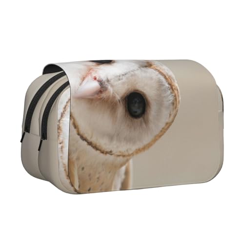 WSHFFILO Lustiges Federmäppchen mit Eulen-Motiv, doppeltes Klappetui, Federmäppchen, tragbare Schreibwarentasche, Schwarz , Einheitsgröße, Münztasche von WSHFFILO