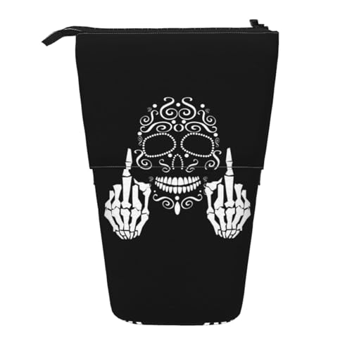 WSHFFILO Lustiges Federmäppchen mit Totenkopf-Motiv, ausziehbar, Teleskop-Stifttasche von WSHFFILO