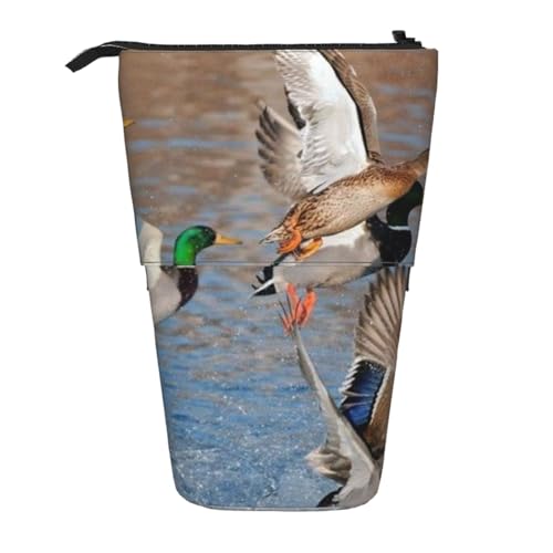 WSHFFILO Mallard Ducks Stifteetui mit Teleskop-Motiv, erweiterbar von WSHFFILO