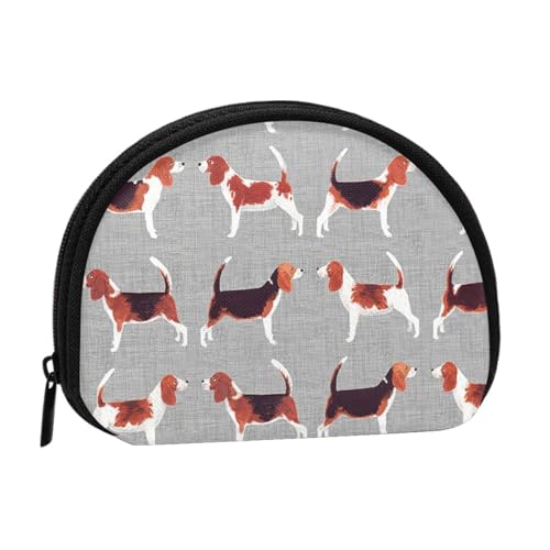 WSHFFILO Mini-Aufbewahrungstasche mit Beagle-Muster und Muschel-Motiv, Schwarz , Einheitsgröße von WSHFFILO