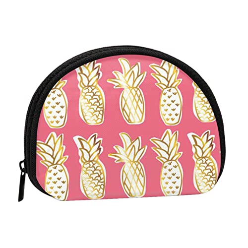 WSHFFILO Mini-Münz-Organizer mit Ananas-Motiv, Schwarz , Einheitsgröße von WSHFFILO
