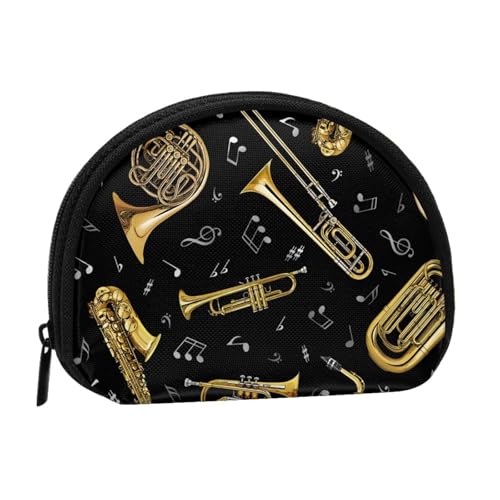 WSHFFILO Mini-Münz-Organizer mit Musikinstrumenten, bedruckte Muschel-Aufbewahrungstasche, Schwarz , Einheitsgröße von WSHFFILO