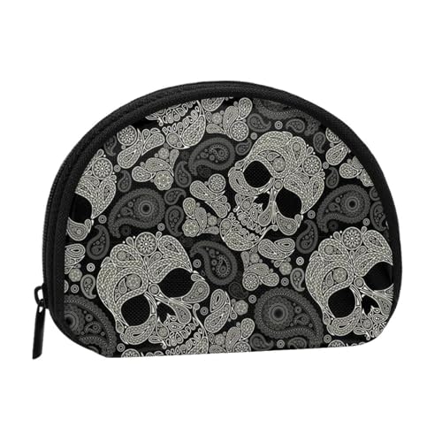 WSHFFILO Mini-Münz-Organizer mit Totenkopf-Motiv, Schwarz , Einheitsgröße von WSHFFILO