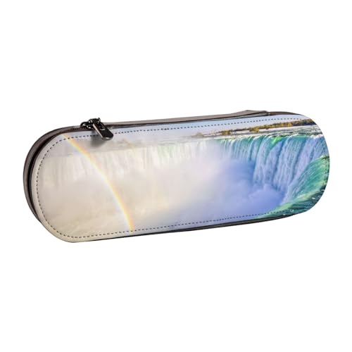 WSHFFILO Niagara Falls bedrucktes Leder-Federmäppchen, tragbare Schreibwaren-Tasche von WSHFFILO