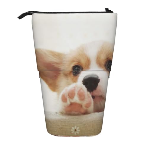 WSHFFILO Niedliche Corgi bedruckte Teleskop-Stifttasche, erweiterbar von WSHFFILO