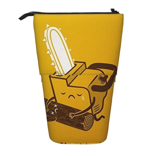 WSHFFILO Niedliche Schreiende Kettensäge, bedrucktes Teleskop-Stiftetui, erweiterbar von WSHFFILO