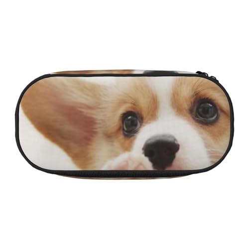 WSHFFILO Niedliches Corgi bedrucktes Federmäppchen, Federmäppchen, tragbare Schreibwarentasche, Schwarz , Einheitsgröße, Münztasche von WSHFFILO