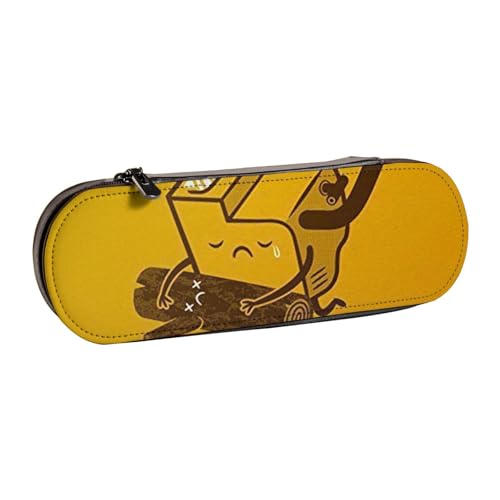 WSHFFILO Niedliches Federmäppchen aus Leder mit weinender Kettensäge, tragbare Schreibwaren-Tasche von WSHFFILO