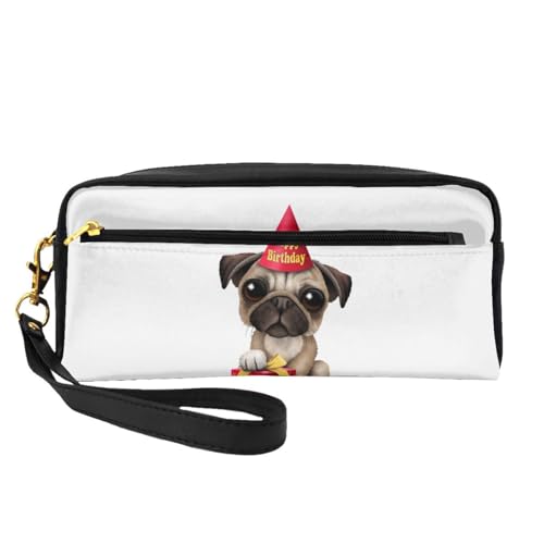 WSHFFILO Niedliches Federmäppchen mit Mops-Motiv, kleine Make-up-Tasche, tragbare Schreibwaren-Tasche von WSHFFILO