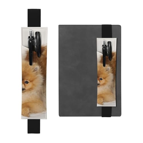 WSHFFILO Niedliches Stifteetui aus Leder mit Pommern und Lesezeichen, Schwarz , Einheitsgröße, Münztasche von WSHFFILO