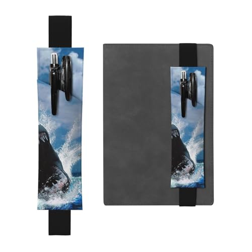 WSHFFILO Ocean Shark bedrucktes Leder-Stifthalter, Lesezeichen, Federmäppchen, Schwarz , Einheitsgröße, Münztasche von WSHFFILO