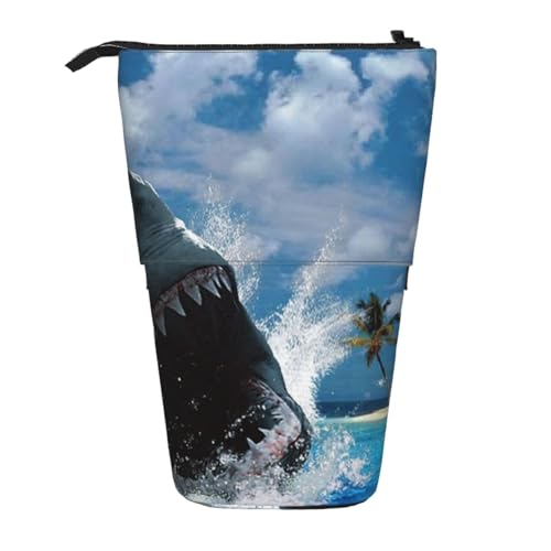 WSHFFILO Ocean Shark bedrucktes Teleskop-Stiftetui, erweiterbar von WSHFFILO