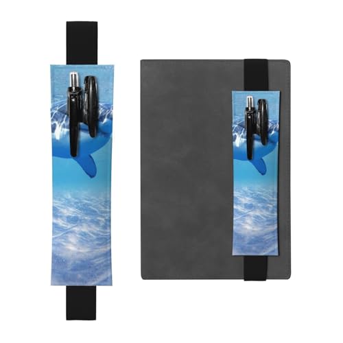 WSHFFILO Ocean Sharks bedruckter Leder-Stifthalter Lesezeichen Federmäppchen, Schwarz , Einheitsgröße, Münztasche von WSHFFILO