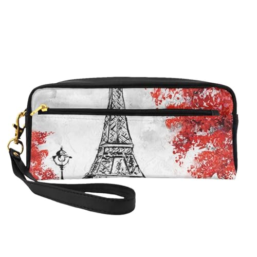 WSHFFILO Paris Federmäppchen, bedruckt, klein, Make-up-Tasche, tragbare Schreibwaren-Tasche von WSHFFILO