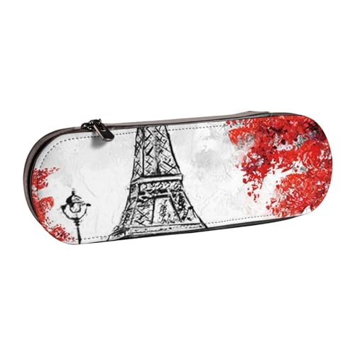 WSHFFILO Paris Federmäppchen aus bedrucktem Leder, tragbare Schreibwaren-Tasche von WSHFFILO