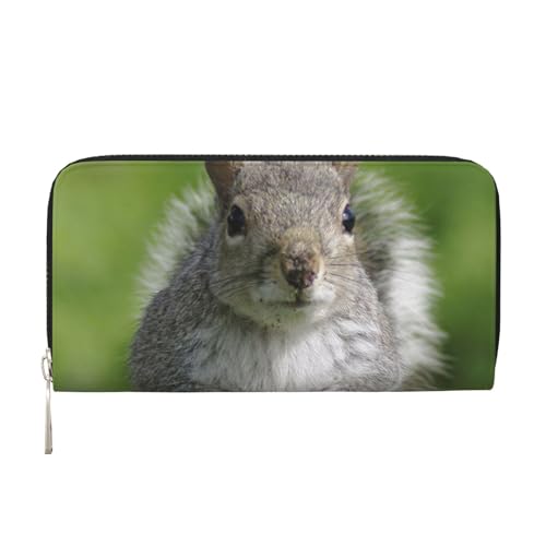WSHFFILO Red Squirrel Printed Leather Hand Wallet Long Clutch Leather Wallet, Schwarz , Einheitsgröße von WSHFFILO