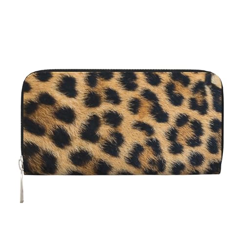 WSHFFILO Rough Leopard Print Printed Leather Hand Wallet Long Clutch Leather Wallet, Schwarz , Einheitsgröße von WSHFFILO