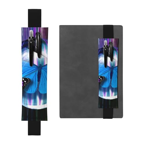 WSHFFILO Schönes Federmäppchen aus Leder mit Schmetterlingsmotiv, Schwarz , Einheitsgröße, Münztasche von WSHFFILO