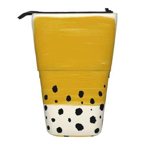 WSHFFILO Senfgelb und Schwarz bedrucktes Teleskop-Stiftetui von WSHFFILO