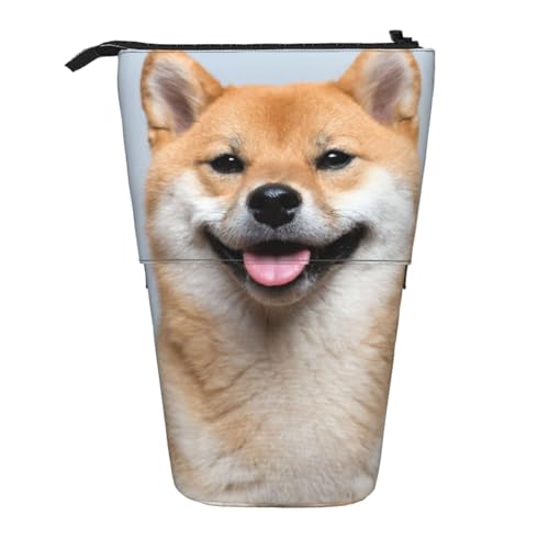 WSHFFILO Smiling Shiba Inu bedrucktes Teleskop-Stiftetui, erweiterbar von WSHFFILO