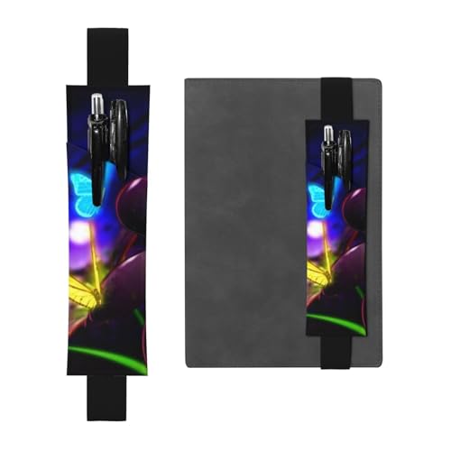 WSHFFILO Stifteetui aus Leder, mit Blumen- und Schmetterlingsmotiv, Blau / Violett, Schwarz , Einheitsgröße, Münztasche von WSHFFILO