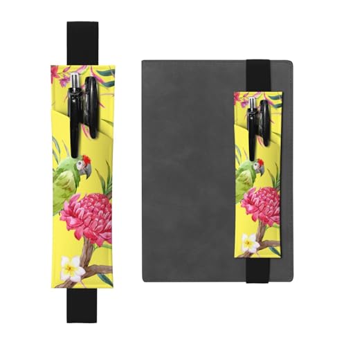 WSHFFILO Stifteetui aus Leder mit Blumen- und Vogelkunstdruck, Lesezeichen, Federmäppchen, Schwarz , Einheitsgröße, Münztasche von WSHFFILO