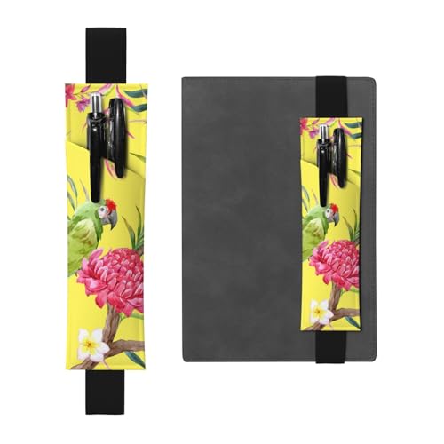 WSHFFILO Stifteetui aus Leder mit Blumen- und Vogelkunstdruck, Lesezeichen, Federmäppchen, Schwarz , Einheitsgröße, Münztasche von WSHFFILO