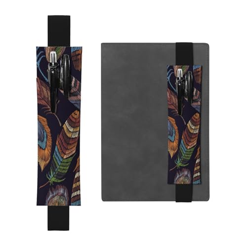 WSHFFILO Stifteetui aus Leder mit Pfauenfeder-Motiv, Lesezeichen, Federmäppchen, Schwarz , Einheitsgröße, Münztasche von WSHFFILO