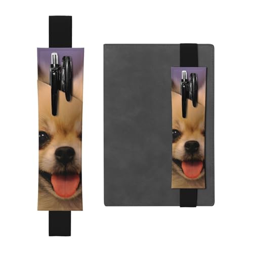 WSHFFILO Stifteetui aus Leder mit kurzhaarigem Pomeranian bedruckt, Lesezeichen, Federmäppchen, Schwarz , Einheitsgröße, Münztasche von WSHFFILO