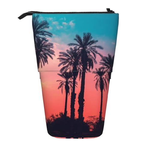 WSHFFILO Stifteetui mit Palmen-Sonnenuntergang, Teleskop, erweiterbar von WSHFFILO