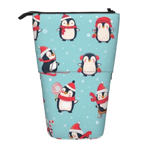 WSHFFILO Stifteetui mit Pinguin-Motiv, bedruckt, ausziehbar, mit Wintermotiv von WSHFFILO