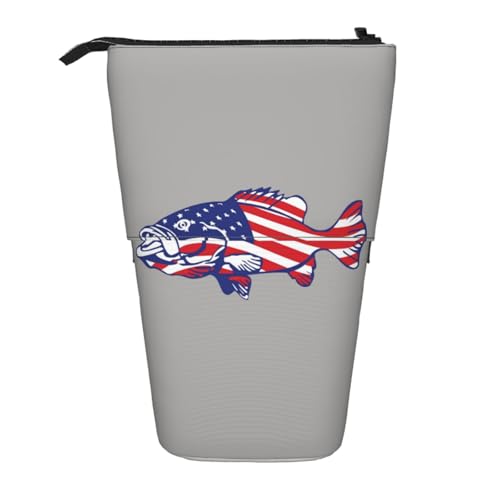 WSHFFILO Stifteetui mit amerikanischer Flagge, Patriotisches Angeln, Teleskop, erweiterbar von WSHFFILO