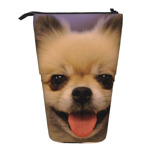 WSHFFILO Stifteetui mit kurzhaarigem Zwergspitz-Druck, Teleskop, erweiterbar von WSHFFILO