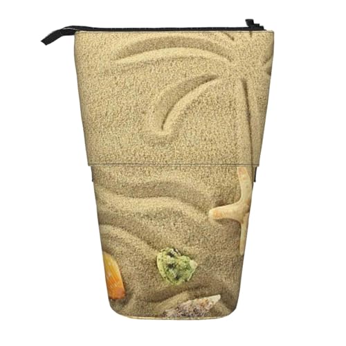 WSHFFILO Teleskop-Stifttasche, Motiv: Seestern mit Palmen, erweiterbar von WSHFFILO