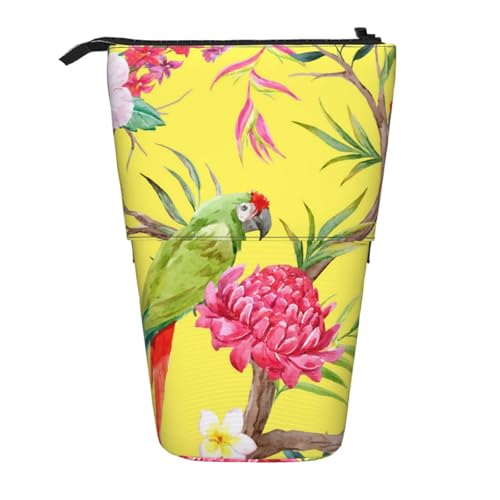 WSHFFILO Teleskop-Stifttasche mit Blumen- und Vogelkunstdruck, erweiterbar von WSHFFILO