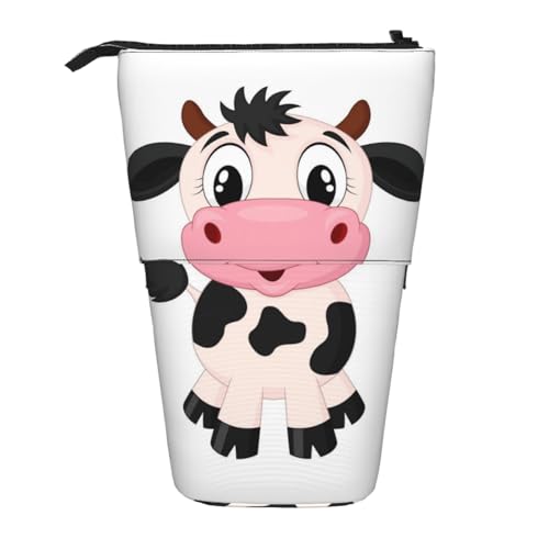 WSHFFILO Teleskop-Stifttasche mit Cartoon-Milchkuh-Aufdruck, erweiterbar von WSHFFILO