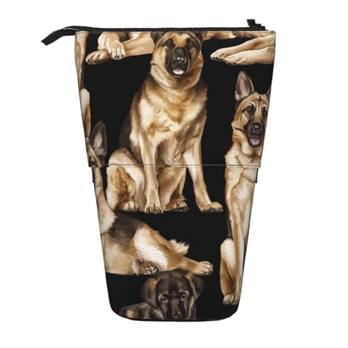 WSHFFILO Teleskop-Stifttasche mit Deutschem Schäferhund, erweiterbar von WSHFFILO