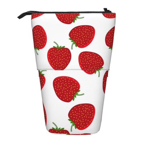 WSHFFILO Teleskop-Stifttasche mit Erdbeermotiv, erweiterbar von WSHFFILO