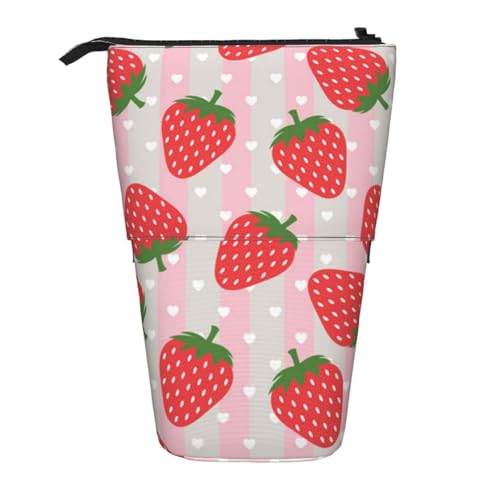 WSHFFILO Teleskop-Stifttasche mit Erdbeermotiv, erweiterbar von WSHFFILO