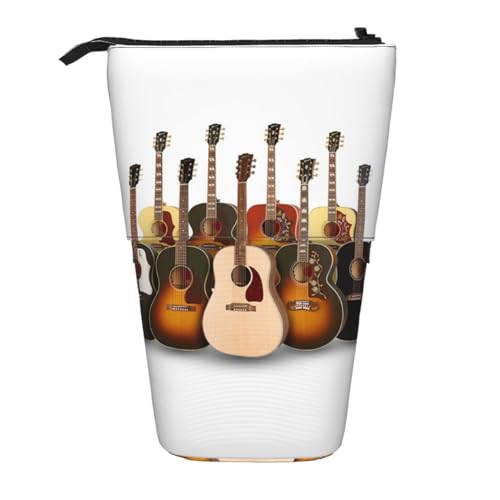 WSHFFILO Teleskop-Stifttasche mit Gitarren-Aufdruck, erweiterbar von WSHFFILO