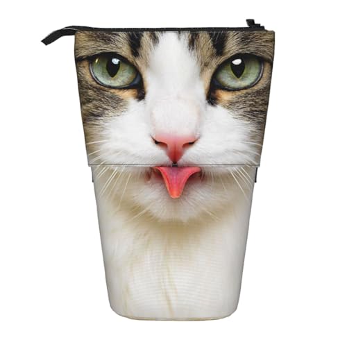 WSHFFILO Teleskop-Stifttasche mit Katzen-Motiv, erweiterbar von WSHFFILO