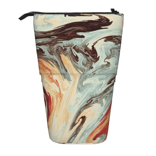 WSHFFILO Teleskop-Stifttasche mit Marmor-Motiv, Braun, erweiterbar von WSHFFILO