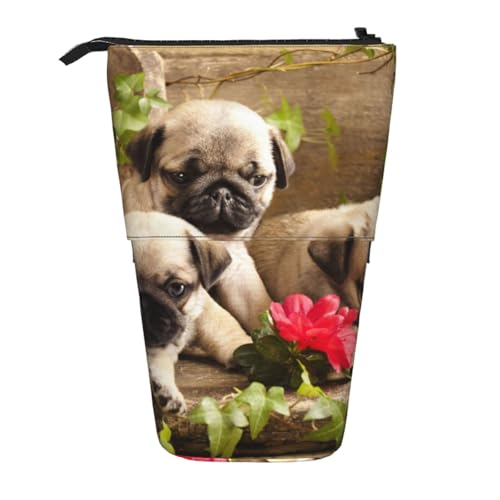 WSHFFILO Teleskop-Stifttasche mit Mops-Motiv, erweiterbar von WSHFFILO