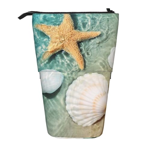 WSHFFILO Teleskop-Stifttasche mit Seestern- und Muschelmuster, erweiterbar von WSHFFILO