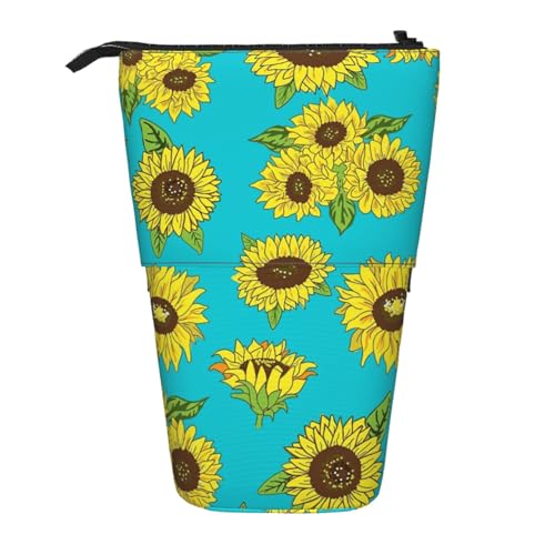 WSHFFILO Teleskop-Stifttasche mit Sonnenblumen-Muster, erweiterbar von WSHFFILO