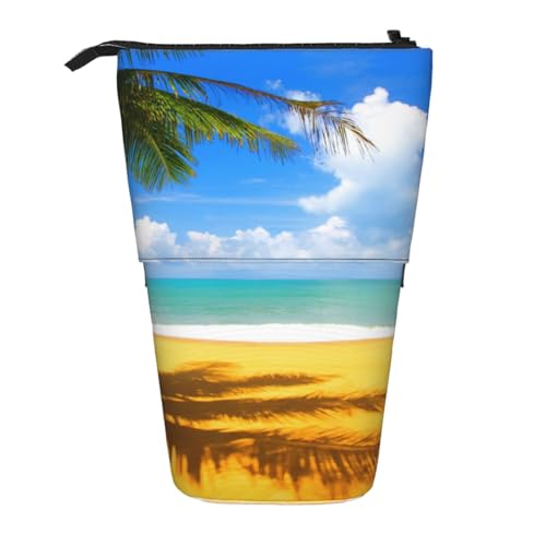 WSHFFILO Teleskop-Stifttasche mit Sonnenuntergang-Handflächen-Motiv, erweiterbar von WSHFFILO