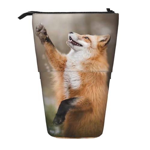 WSHFFILO Teleskop-Stifttasche mit Tierfuchsmuster, erweiterbar von WSHFFILO
