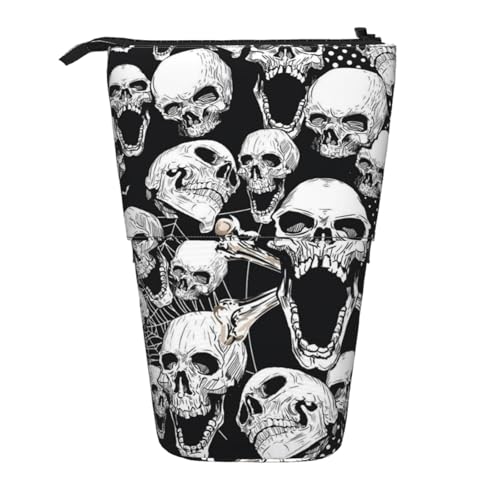 WSHFFILO Teleskop-Stifttasche mit Totenkopf-Hintergrund, erweiterbar von WSHFFILO