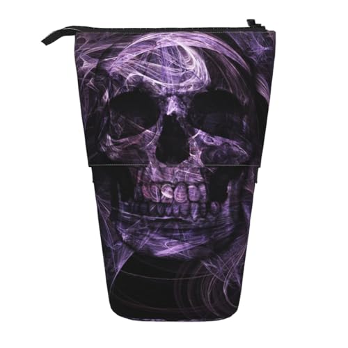 WSHFFILO Teleskop-Stifttasche mit Totenkopf-Motiv, ausziehbar, Violett von WSHFFILO